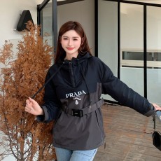 프라다 PRADA 2023 SS 캐릭터 로고 여성 후드 상의 블랙 커스텀급