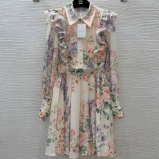 짐머만 ZIMMERMANN 2024 SS 플라워 프린트 프릴 긴팔 여성 원피스 커스텀급