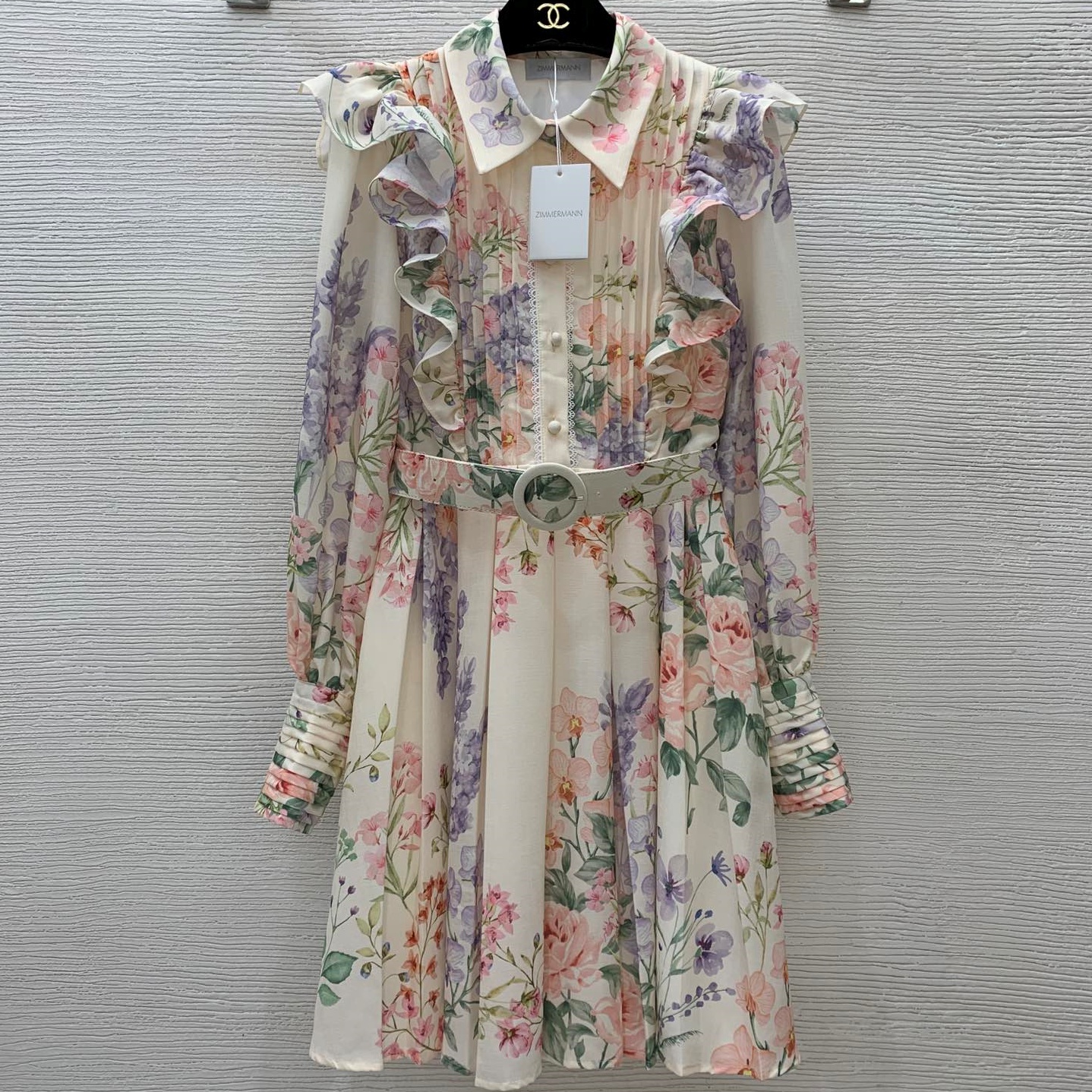 짐머만 ZIMMERMANN 2024 SS 플라워 프린트 프릴 긴팔 여성 원피스 커스텀급