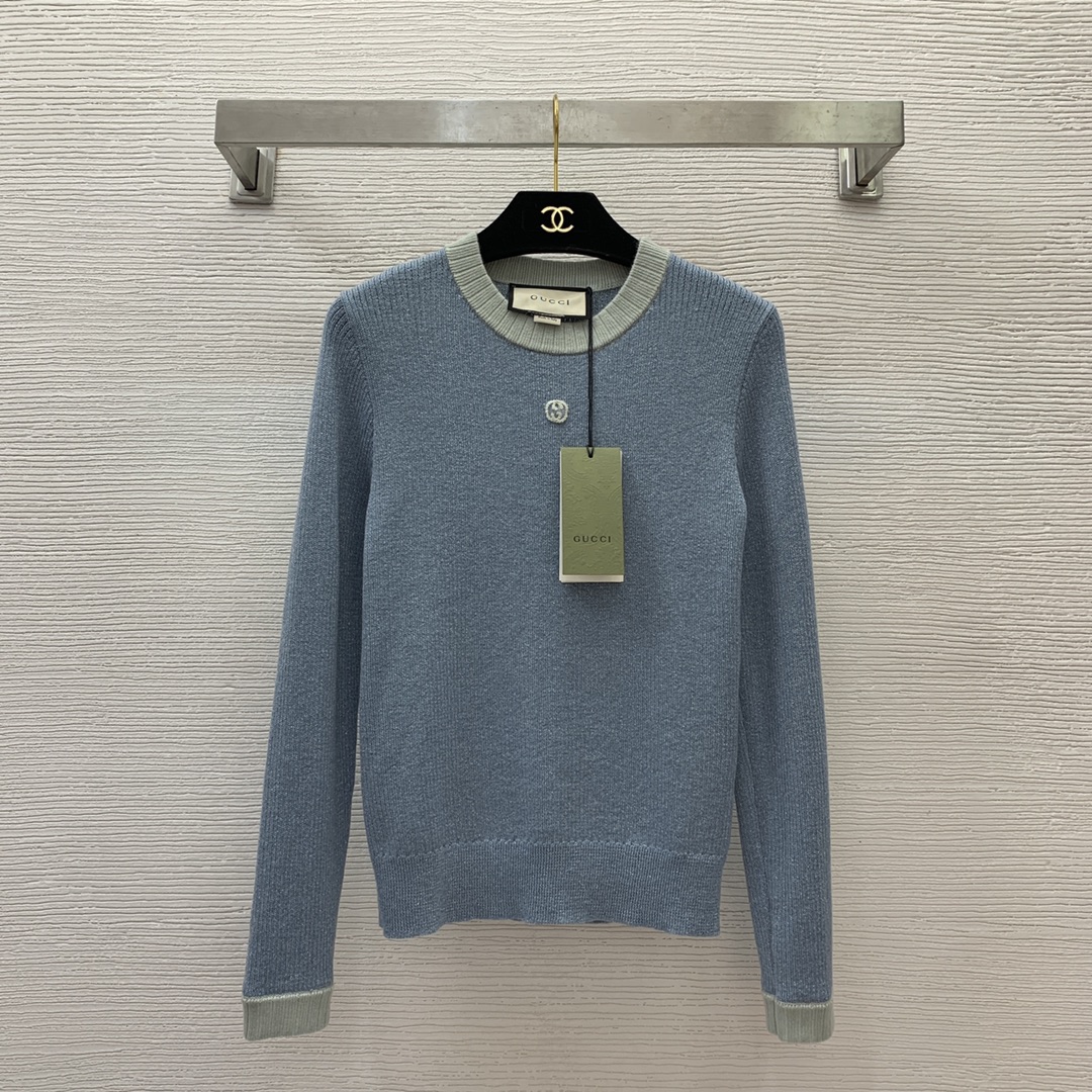 구찌 GUCCI 2024 SS 캐릭터 로고 투톤 여성 긴팔 니트 커스텀급