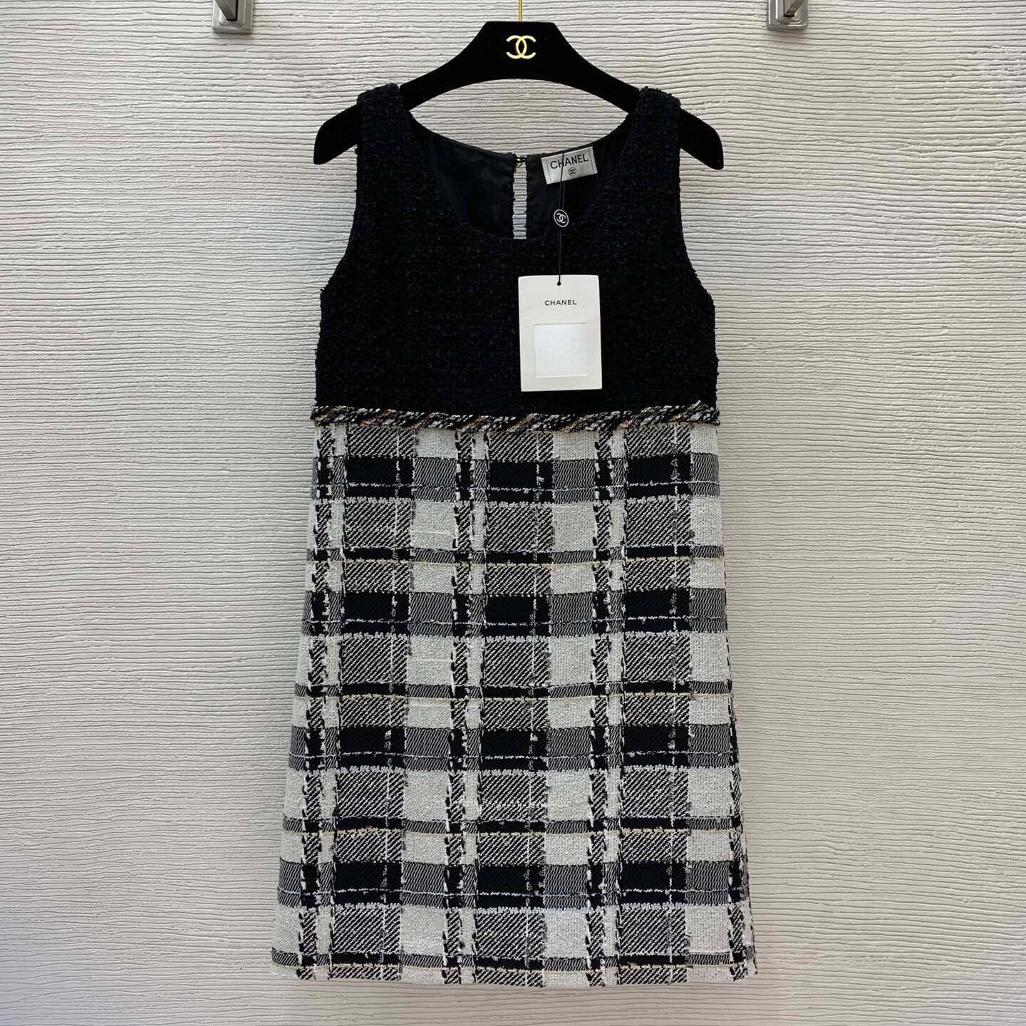 샤넬 CHANEL 2024 SS 체크무늬 투톤 여성 원피스 커스텀급