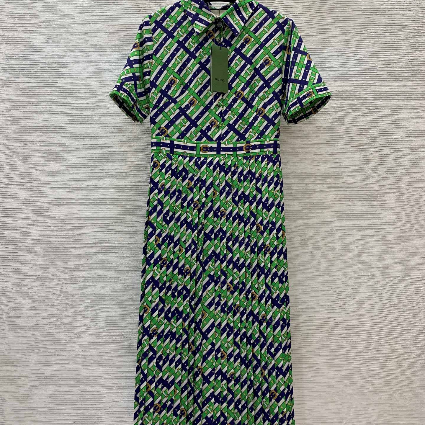 구찌 GUCCI 2024 SS 캐릭터 체크무늬 카라 반팔 여성 원피스 커스텀급
