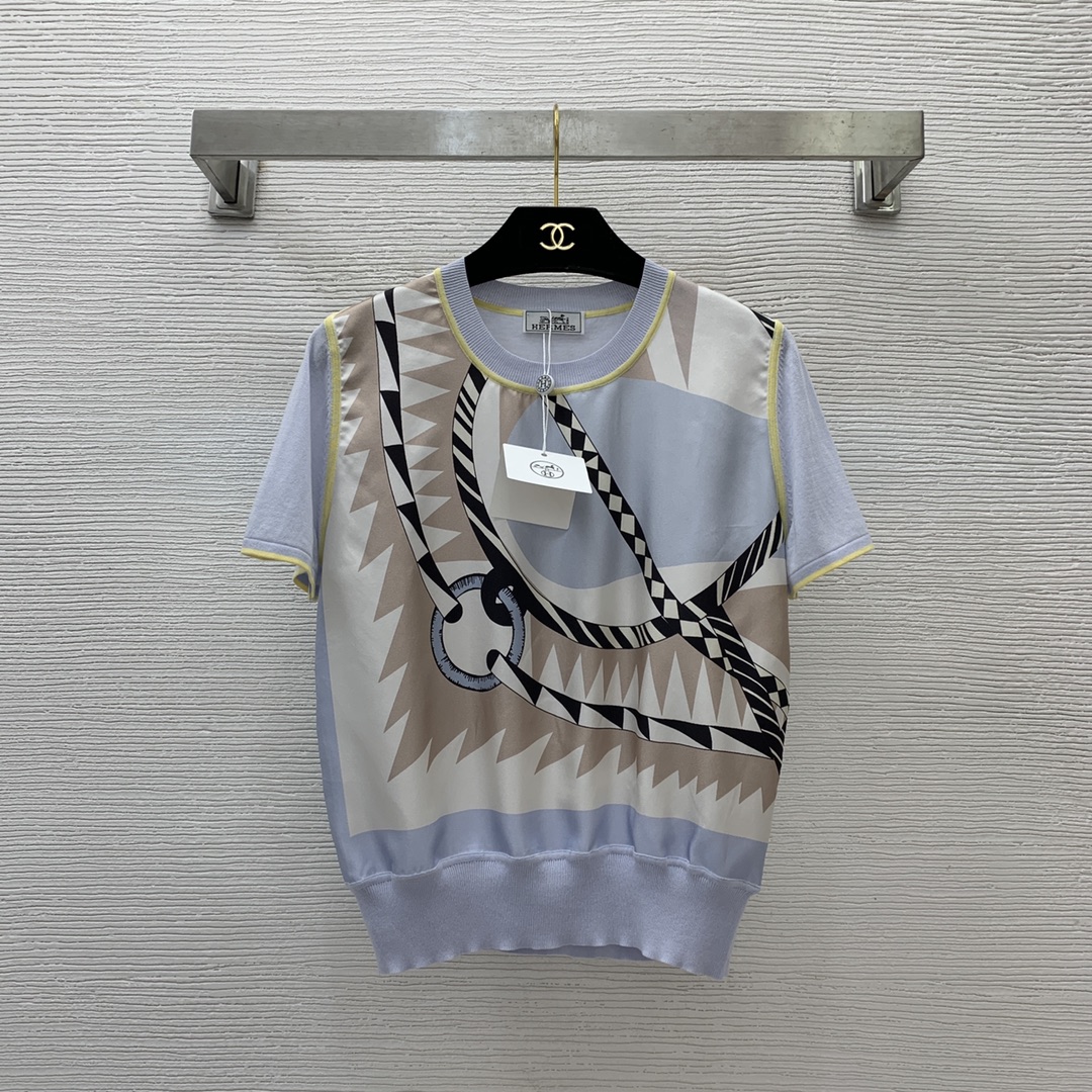 에르메스 HERMES 2024 SS 캐릭터 프린트 투톤 여성 반팔티 커스텀급