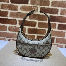 구찌 GUCCI 2024 SS 인터로킹 GG 하프문 쉐입 미니백 브라운 726743 커스텀급