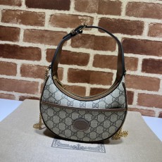 구찌 GUCCI 2024 SS 인터로킹 GG 하프문 쉐입 미니백 브라운 726743 커스텀급