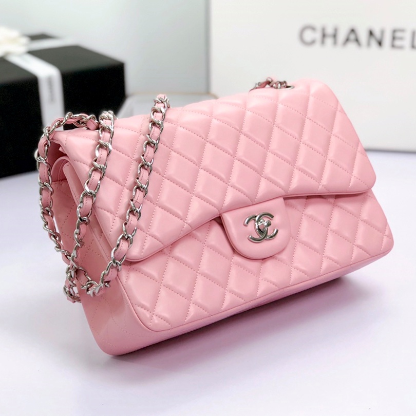 샤넬 CHANEL 2024 SS 램스킨 퀼팅 클래식 CF 핑크 실버메탈 플랩백 AS1113 커스텀급