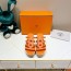 에르메스 HERMES 2024 SS 로고 투톤 오렌지 여성 웨지힐 샌들 커스텀급