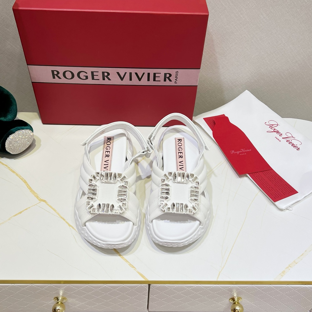 로저비비에 ROGER VIVIE 2024 SS 투톤 큐빅메탈 화이트 여성 샌들 커스텀급