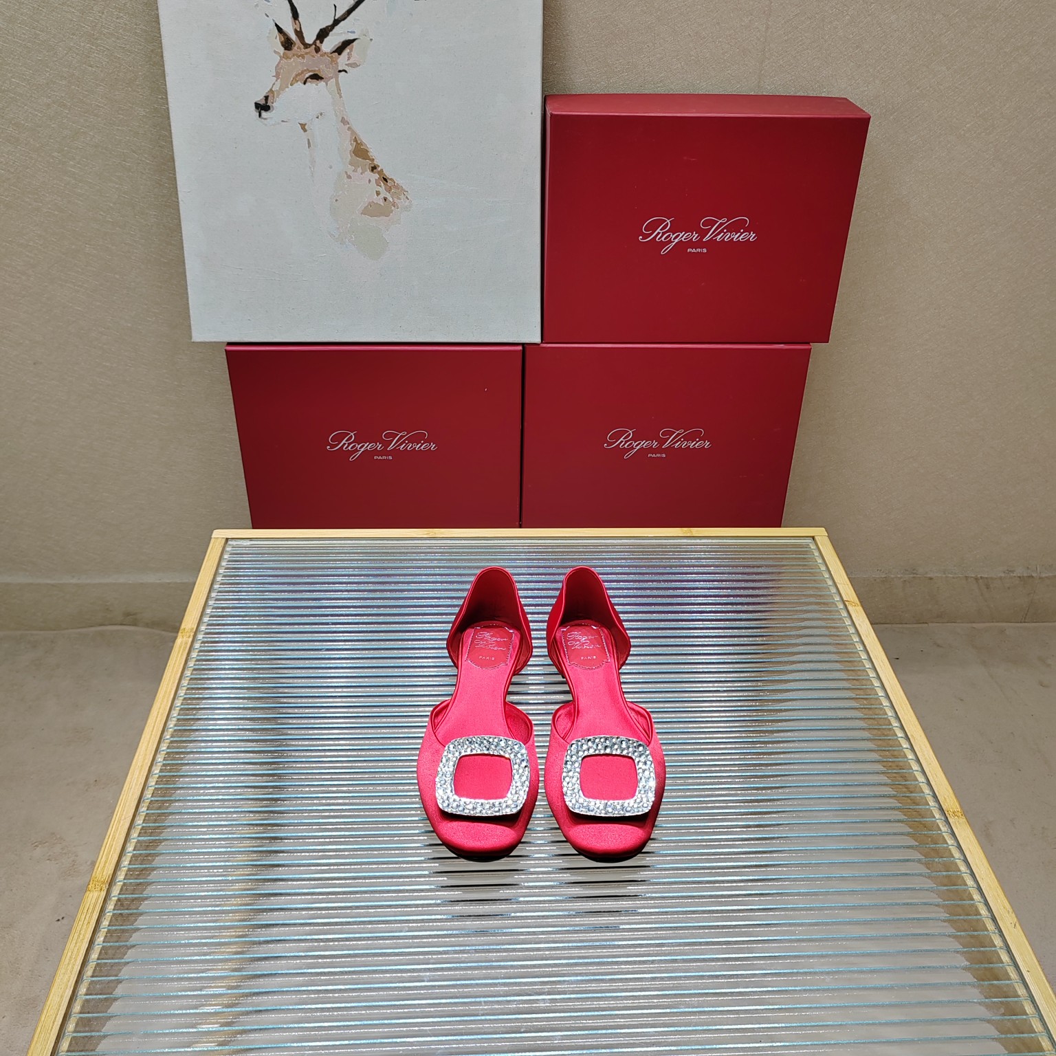 로저비비에 ROGER VIVIE 2024 SS 캐릭터 로고 레드 여성 플랫슈즈 커스텀급