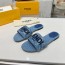 펜디 FENDI 2024 SS 자수로고 블루 데님 구제 체크 여성 슬리퍼 커스텀급