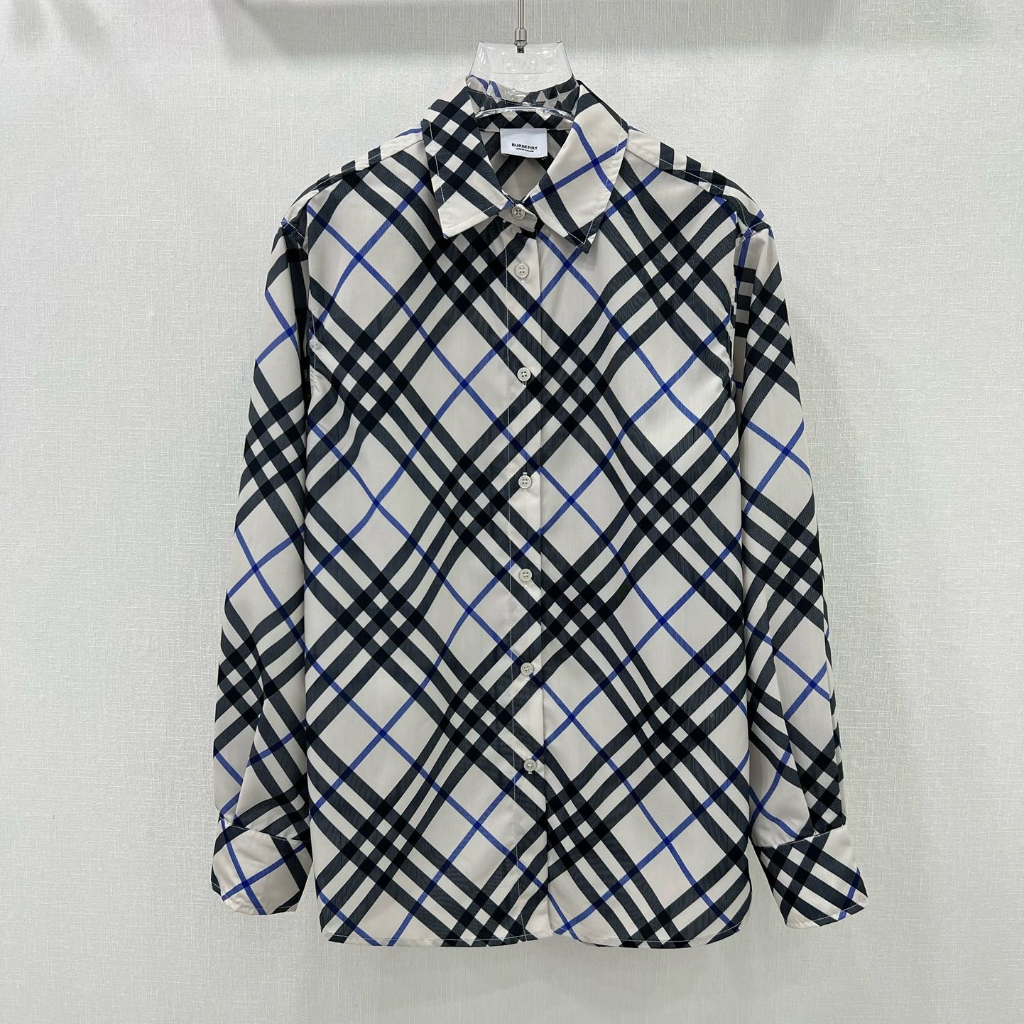 버버리 BURBERRY 2024 SS 빈티지 체크 블랙라인 카라 긴팔 여성 셔츠 커스텀급