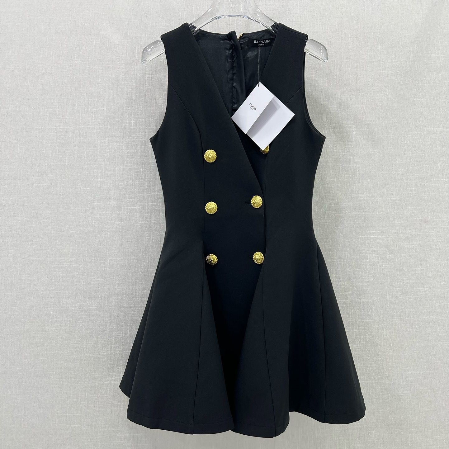발망 BALMAIN 2024 SS 캐릭터 로고 단추 지퍼 블랙 여성 원피스 커스텀