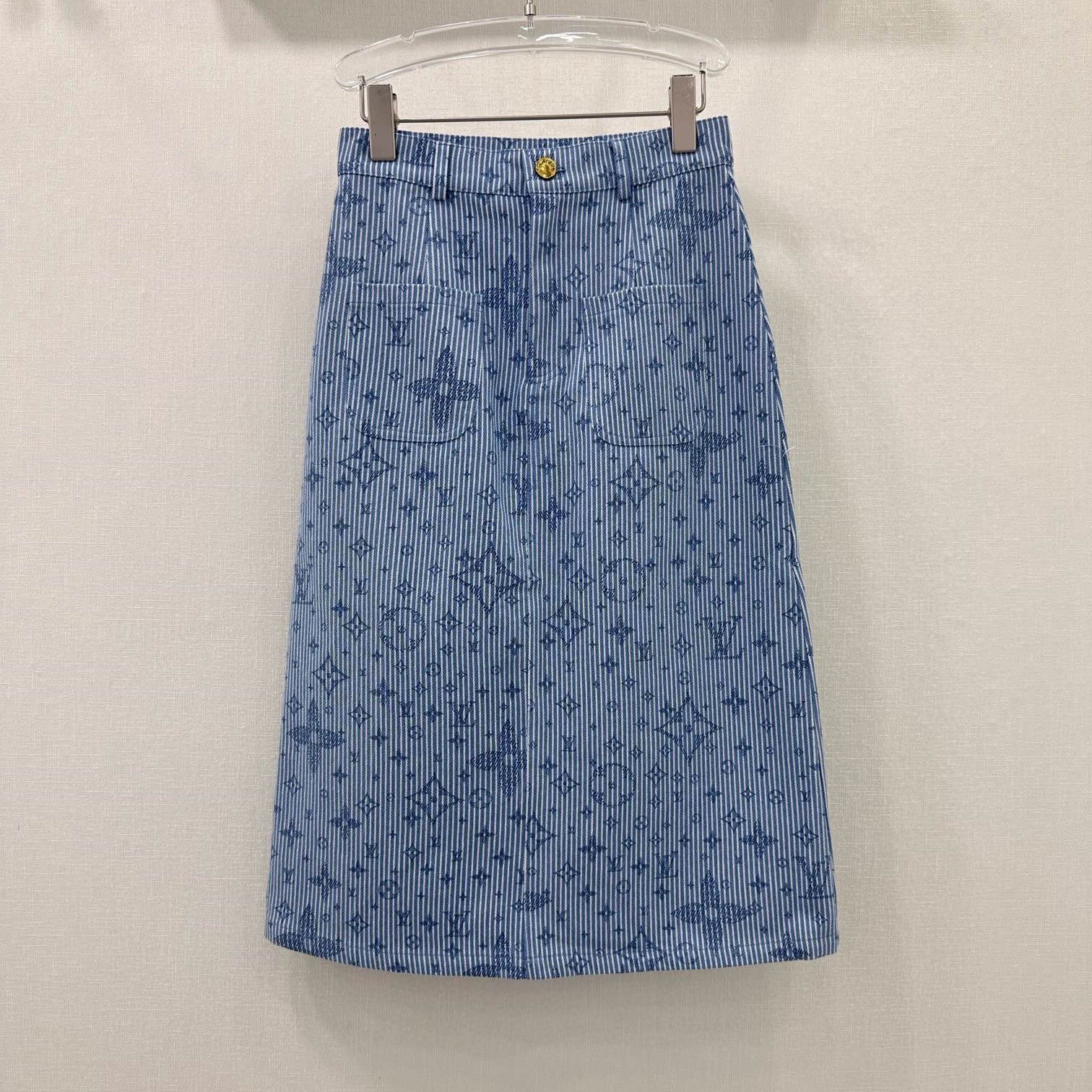 루이비통 LOUIS VUITTON 2024 SS 캐릭터 로고 스트라이프 여성 스커트 커스텀급