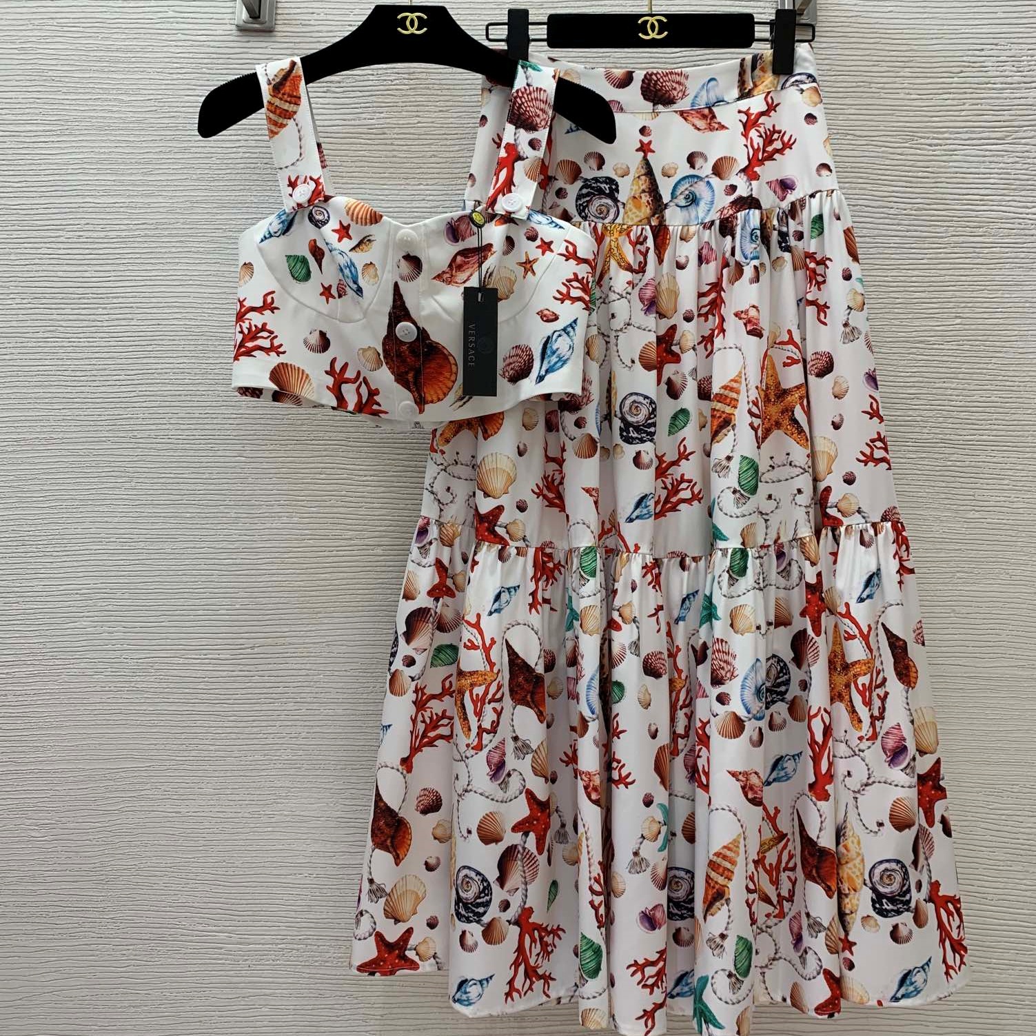 베르사체 VERSACE 2024 SS 캐릭터 로고 나시 치마 여성 세트 커스텀급