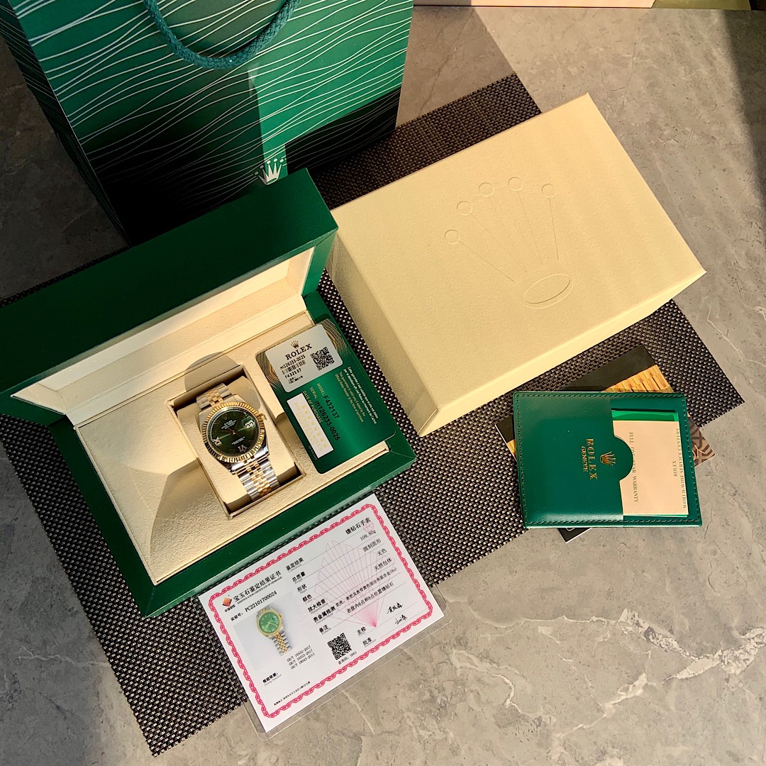 Rolex Oyster Perpetual DATE.JUST 로렉스 오이스터 퍼페츄얼 데이저스트 투톤 스틸 그린판 쿠빅 날자형 오토메틱 3235 남성 시계