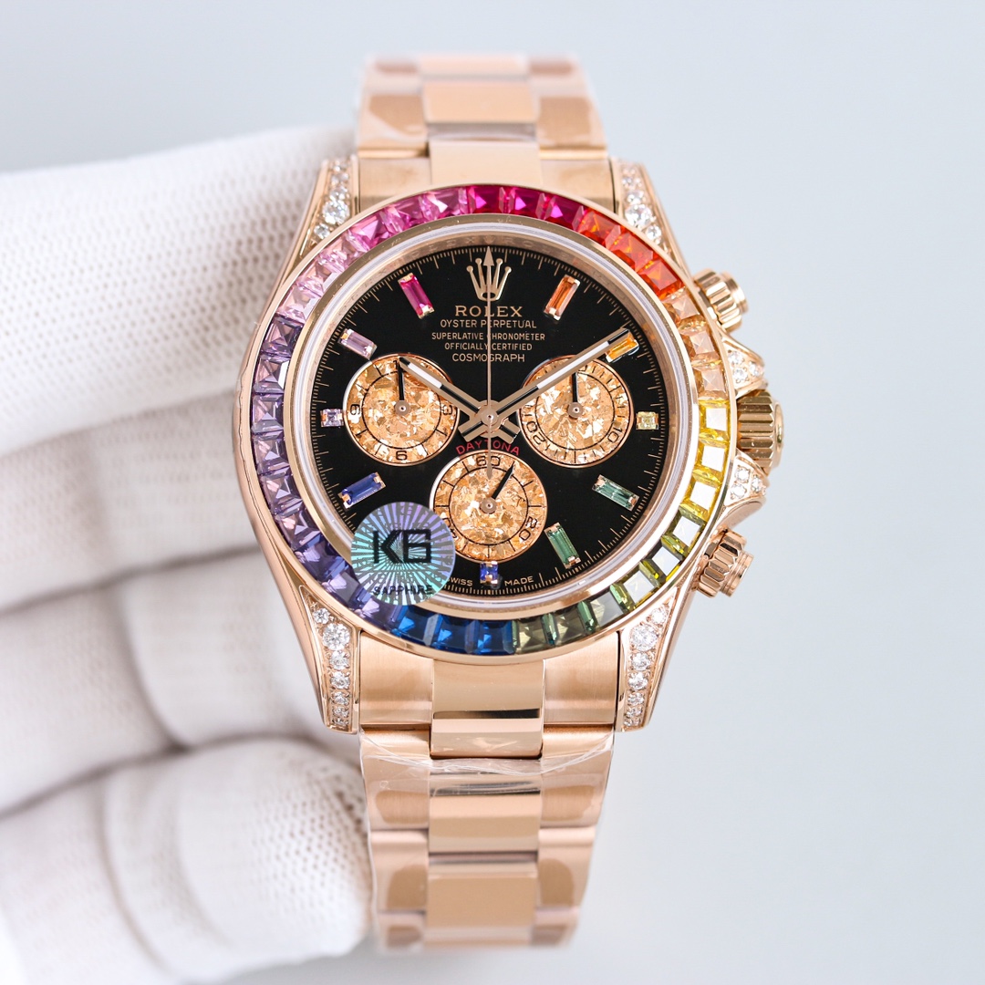 ROLEX 2024 SS  Daytona Oyster Cosmograph  로렉스 데이토나 오이스터 코스모그래프 스틸 큐빅 크로노 로즈골드 오토메틱 실버 ETA-7750 남성 시계