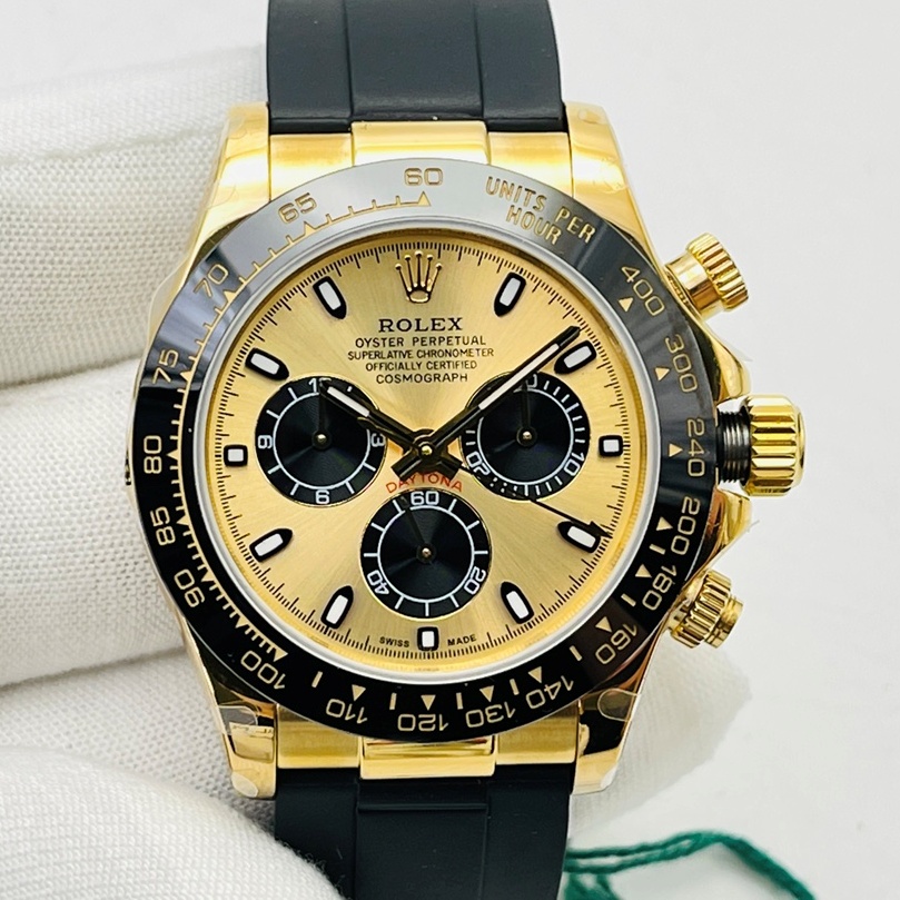 ROLEX 2024 SS  Daytona Oyster Cosmograph  로렉스 데이토나 오이스터 코스모그래프 우레탄 골드판 세라토나 116500LN 남성 시계