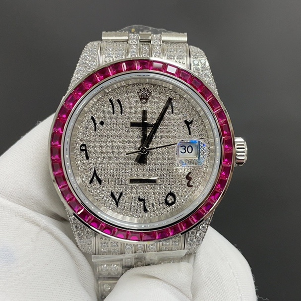 Rolex Datejust 41mm Full Diamond 로렉스 데이져스트 핑크베젤 41 풀 다이아몬드 2824 남성 시계