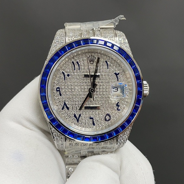 Rolex Datejust 41mm Full Diamond 로렉스 데이져스트 블루베젤 41 풀 다이아몬드 2824 남성 시계