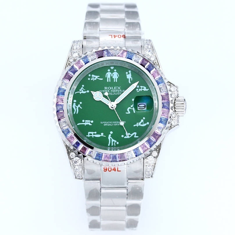 Rolex Datejust 41mm Full Diamond 로렉스 데이저스트 다이아몬드 베젤 41 그린 풀 다이아몬드 2824 남성 시계