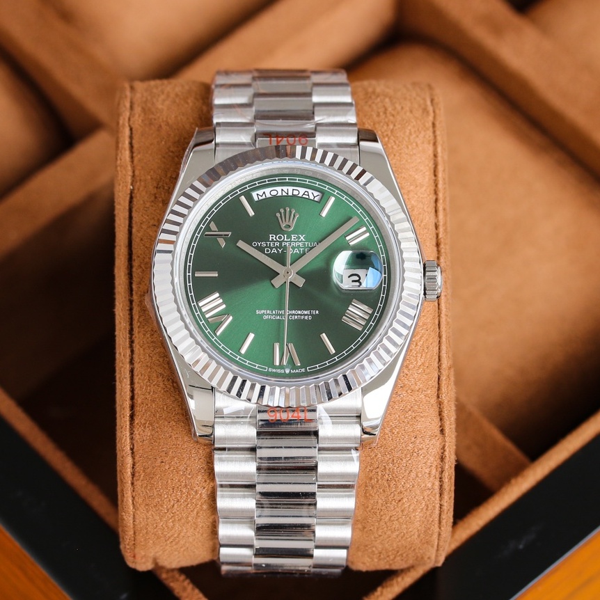 ROLEX 2024 SS Oyster Perpetual DAY-DATE 로렉스 오이스터 퍼페츄얼 데이-데이트 스틸 2836 오토메틱 남성 시계