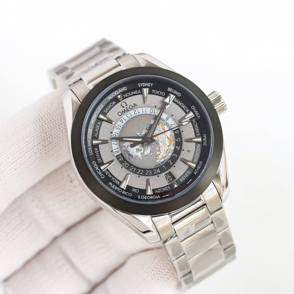 OMEGA 2024 SS Seamaster Aqua Terra 오메가 시마스터 아쿠아테라 월드 타이머 8938 오토메틱 남성 시계