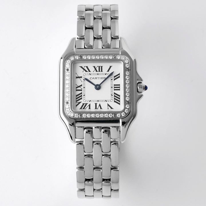 CARTIER 2024 SS Panthère de 까르띠에 팬더 드 스위스 론다 쿼츠 다이아베젤 실버 여성 시계