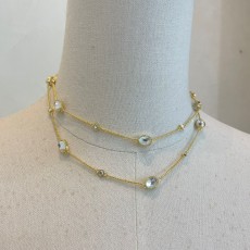 MIUMIU 2024 SS 미우미우 다이아 골드 캐릭터 럭셔리 패션 여성 롱 목걸이 커스텀급