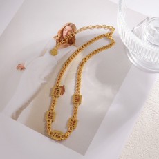 MIUMIU 2024 SS 미우미우 로고 캐릭터 골드 럭셔리 패션 여성 목걸이 커스텀급