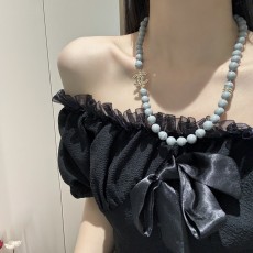 CHANEL 2024 SS 샤넬 글라스스톤 CC로고 민트 럭셔리 패션 여성 목걸이 커스텀급