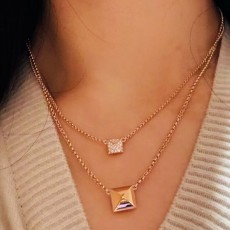 HERMES 2024 SS 에르메스 다이아 로고 럭셔리 패션 여성 2중 목걸이 커스텀급