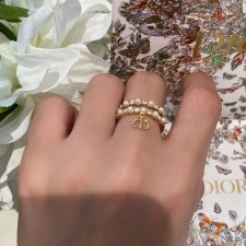 DIOR 2024 SS 디올 진주 골드 로고 럭셔리 패션 여성 반지 커스텀급