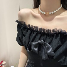 DIOR 2024 SS 디올 진주 골드 로고 럭셔리 패션 여성 목걸이 커스텀급