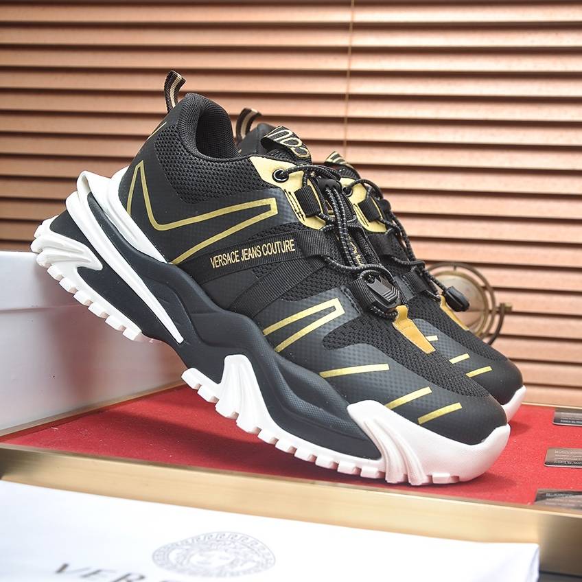 VERSACE 2024 SS 베르사체 캐릭터 블랙 옐로우라인 남성 슈즈 커스텀급