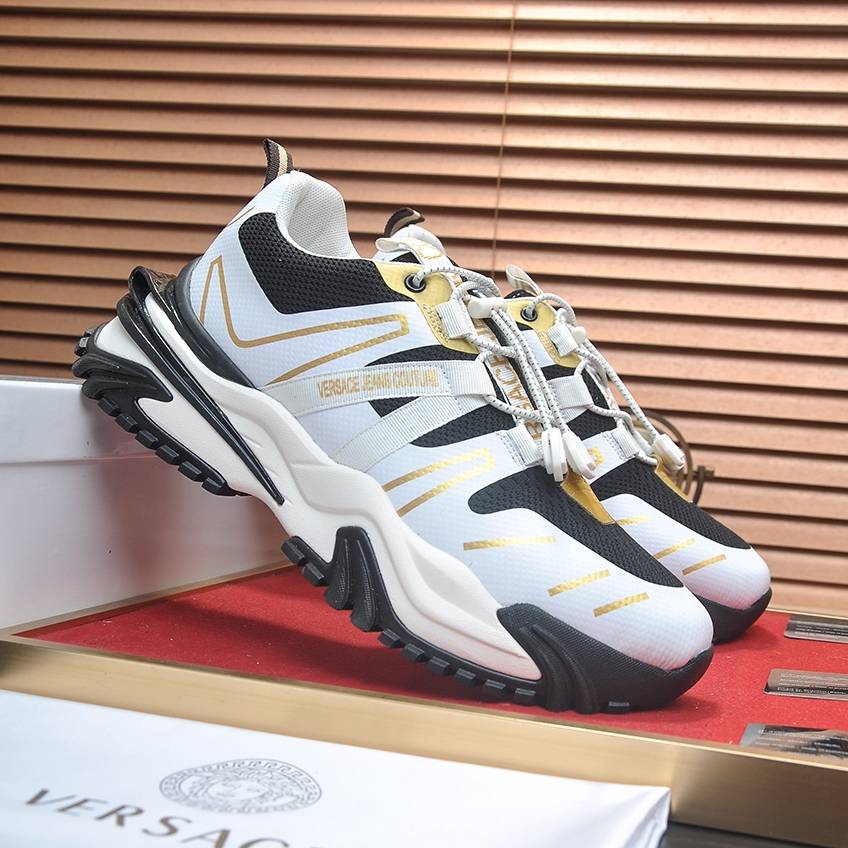 VERSACE 2024 SS 베르사체 캐릭터 화이트 옐로우라인 남성 슈즈 커스텀급