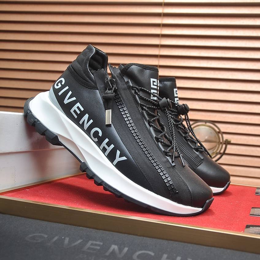 GIVENCHY 2024 SS 지방시 캐릭터 지퍼 로고 블랙 남성 슈즈 커스텀급