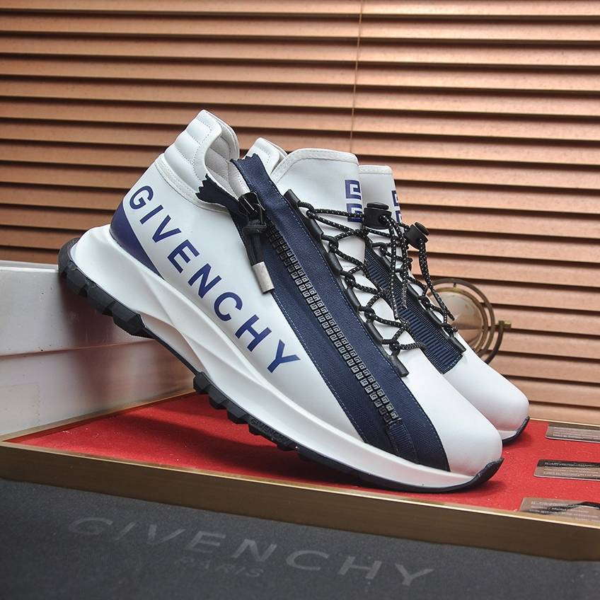 GIVENCHY 2024 SS 지방시 캐릭터 지퍼 로고 화이트그레이 남성 슈즈 커스텀급