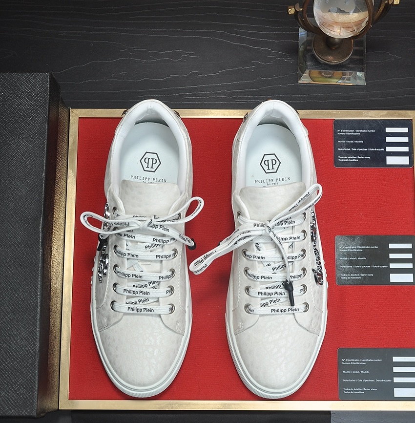 PHILIPP PIEIN 2024 SS 필립플레인 로고 캐릭터라인 화이트 남성 슈즈 커스텀급