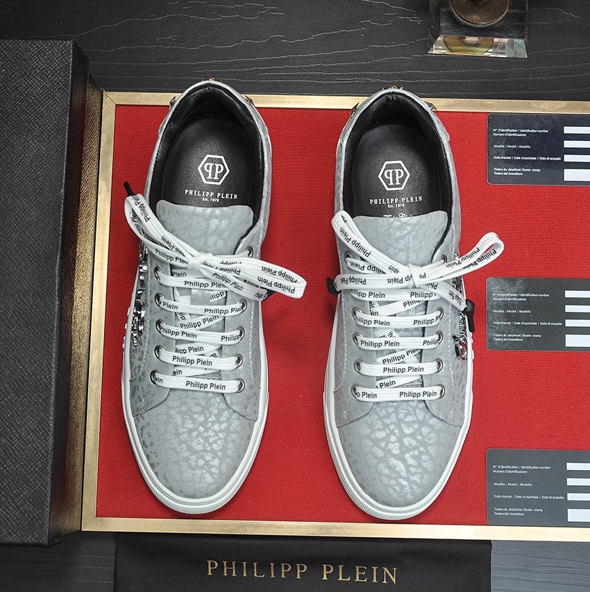 PHILIPP PIEIN 2024 SS 필립플레인 로고 캐릭터라인 그레이 남성 슈즈 커스텀급