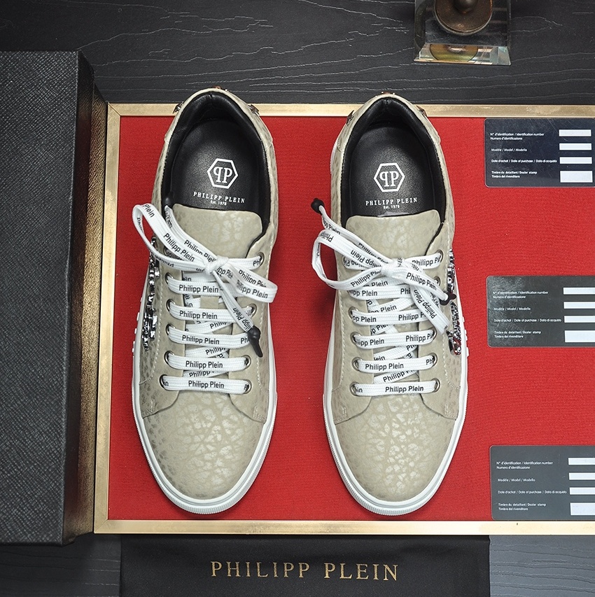 PHILIPP PIEIN 2024 SS 필립플레인 로고 캐릭터라인 베이지 남성 슈즈 커스텀급
