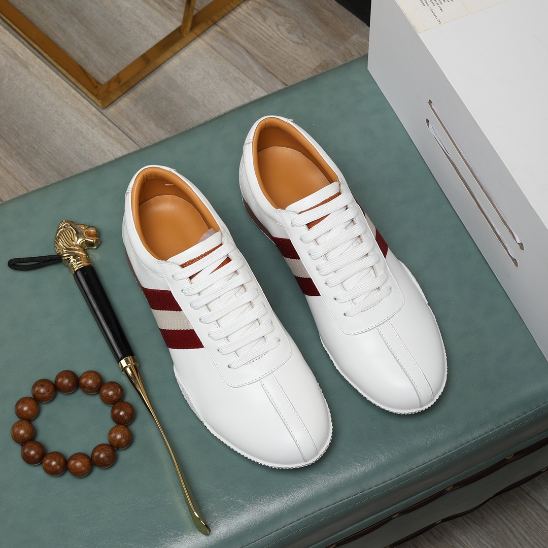BALLY 2024 SS 발리 캐릭터 레드삼선 화이트 남성 스니커즈 커스텀급