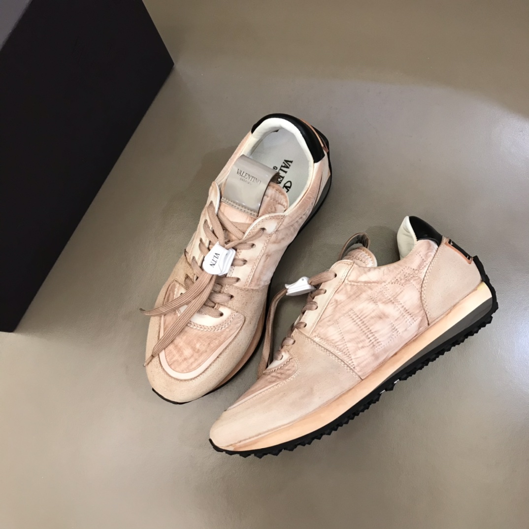 VALENTINO 2024 SS 발렌티노 핑크 스웨이드 투톤 로고 남성 스니커즈 커스텀급