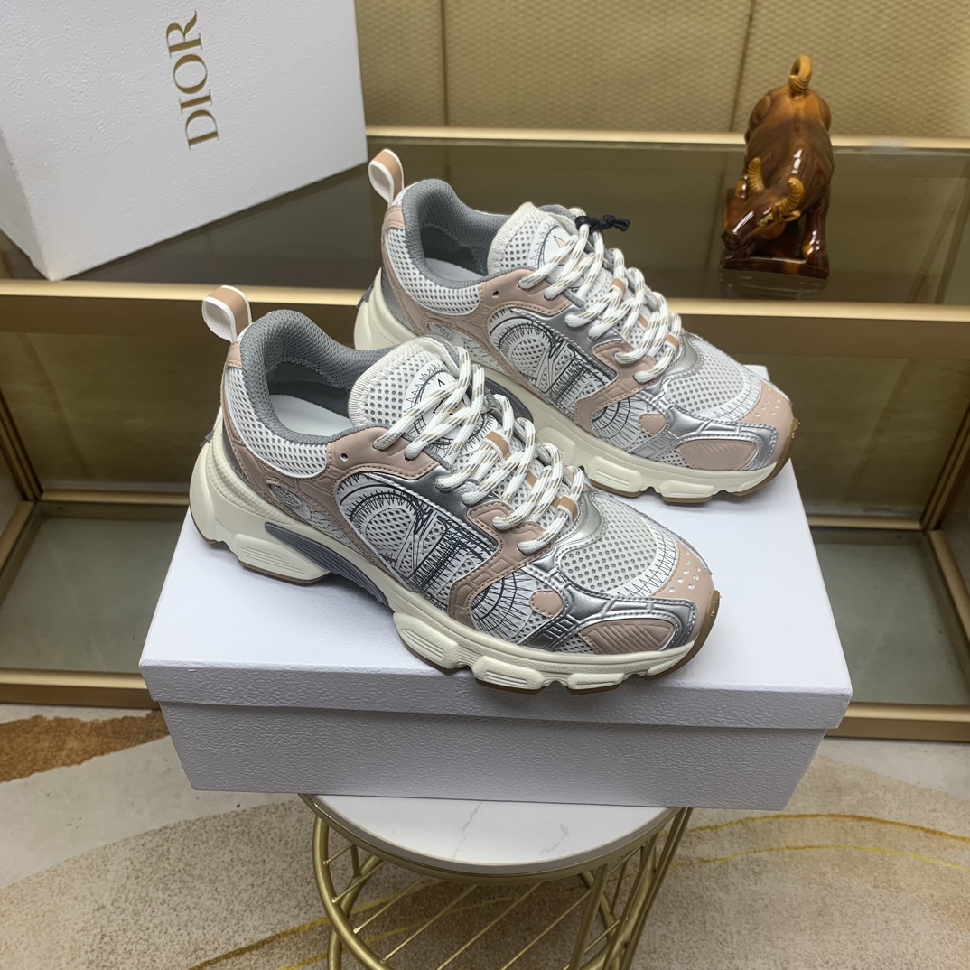 DIOR 2024 SS 디올 캐릭터 로고 핑크 투톤 퍼포 남성 스니커즈 커스텀급