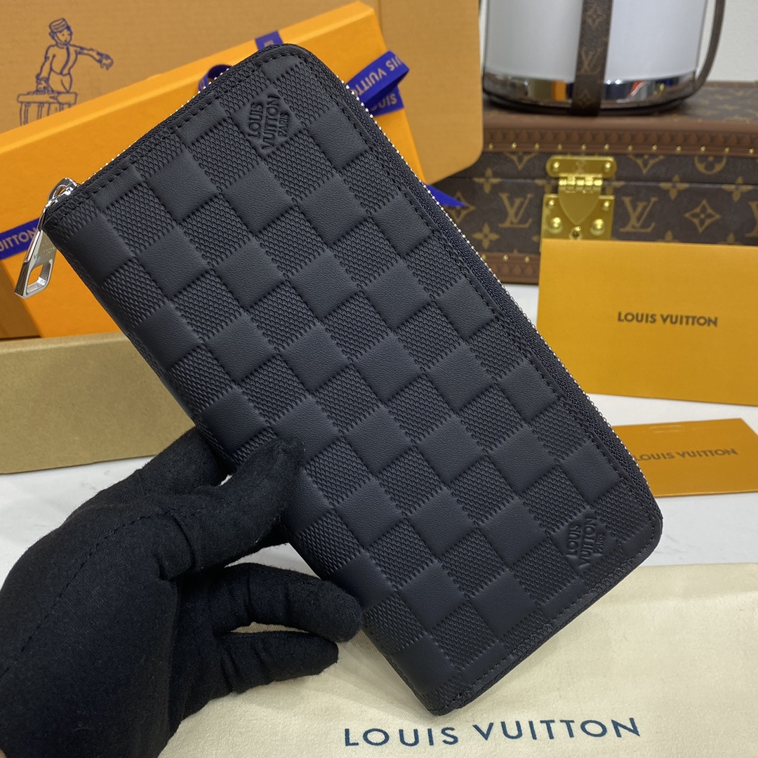 LOUIS VUITTON 2024 SS 루이비통 다미에 인피니티 블랙 버티컬 지피 월릿 N63548 남여공용 지퍼돌이 장지갑 커스텀급