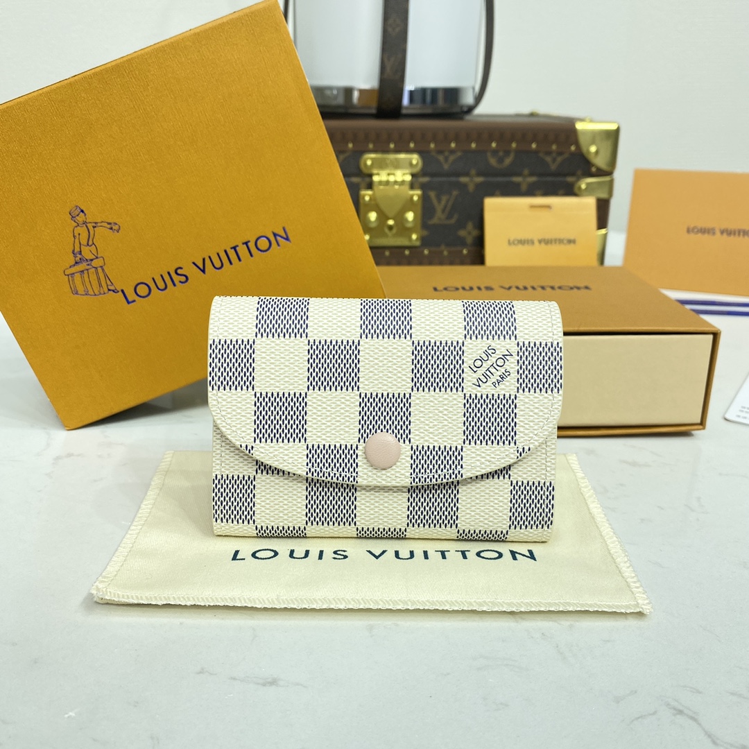 LOUIS VUITTON 2024 SS 루이비통 다미에 아주르 핑크 로잘리 코인 퍼스 N61276 여성 동전지갑 커스텀급
