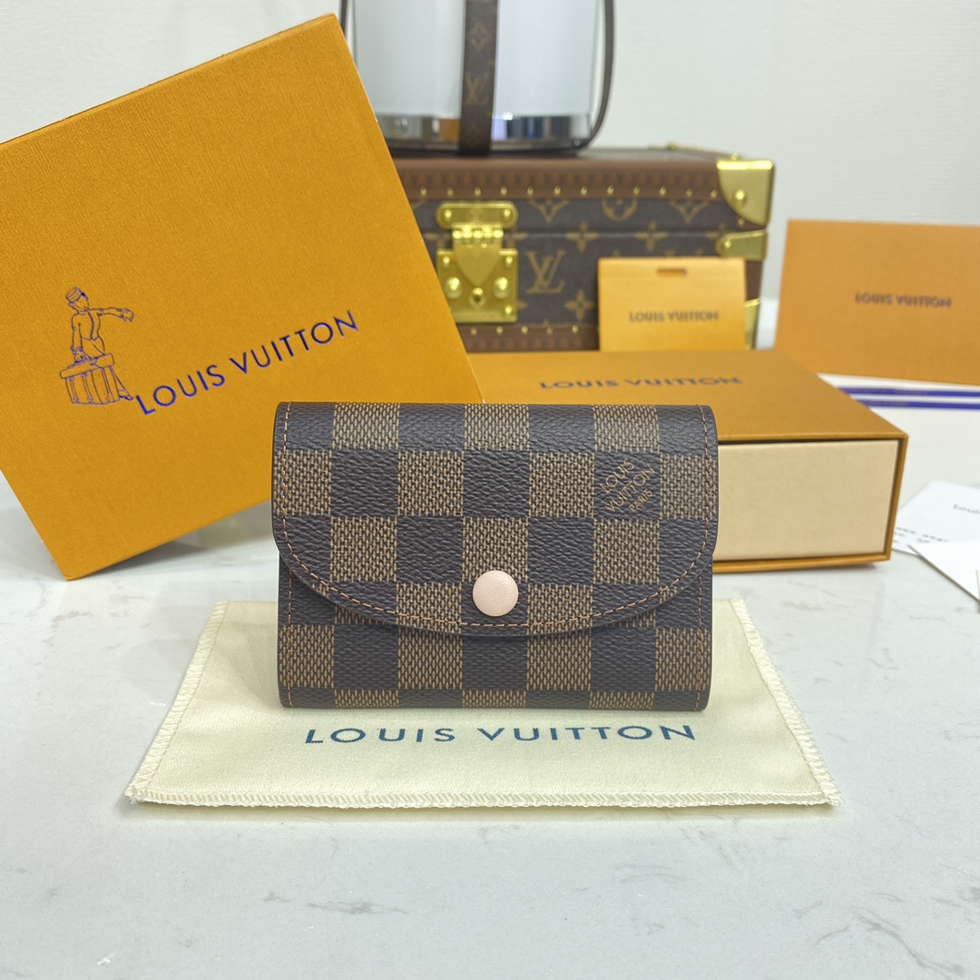 LOUIS VUITTON 2024 SS 루이비통 다미에 에벤 핑크 로잘리 코인 퍼스 N64423 여성 동전지갑 커스텀급