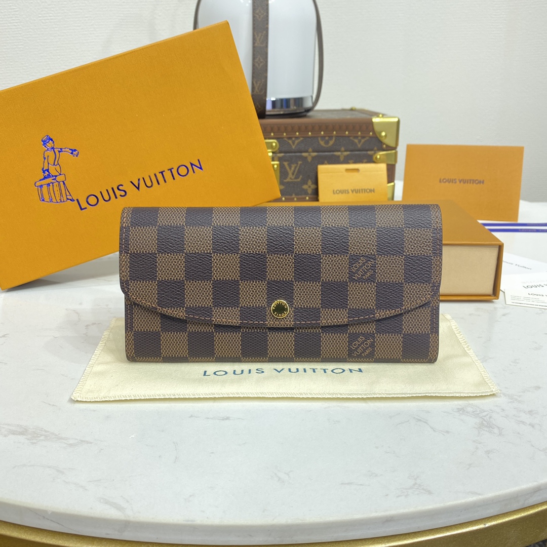 LOUIS VUITTON 2024 SS 루이비통 다미에 에벤 연핑크 에밀리 월릿 N60214 여성 장지갑 커스텀급