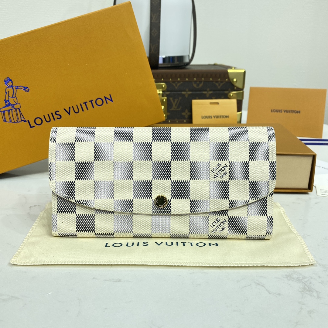 LOUIS VUITTON 2024 SS 루이비통 다미에 아주르 연핑크 에밀리 월릿 N41625 여성 장지갑 커스텀급