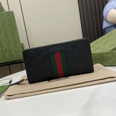 GUCCI 2024 SS 구찌 시그니처 웹 블랙 지퍼 여성 장지갑 408831 커스텀급