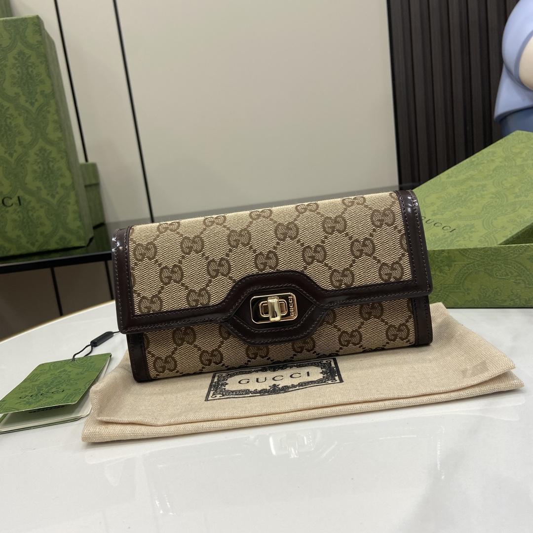 GUCCI 2024 SS 구찌 쟈가드 루체 에보니 캔버스 여성 장지갑 790034 커스텀급